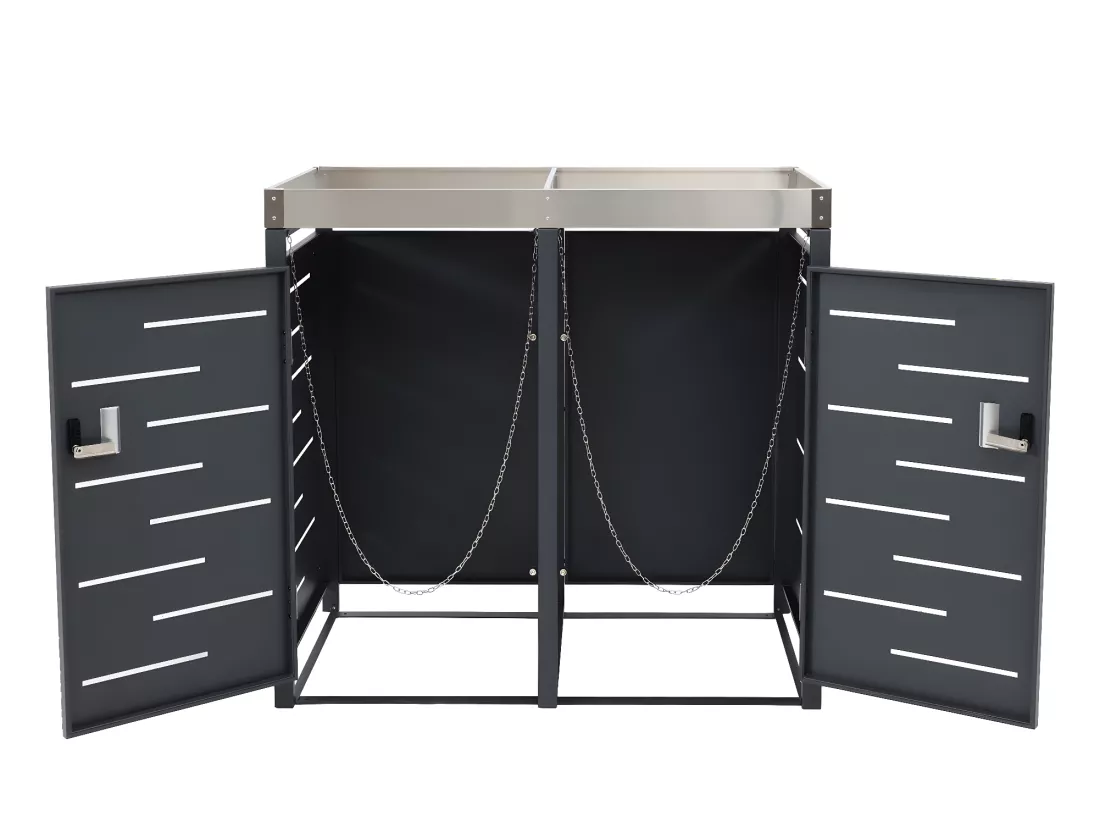 Cache-poubelle pour 2 poubelles MCW-H40b