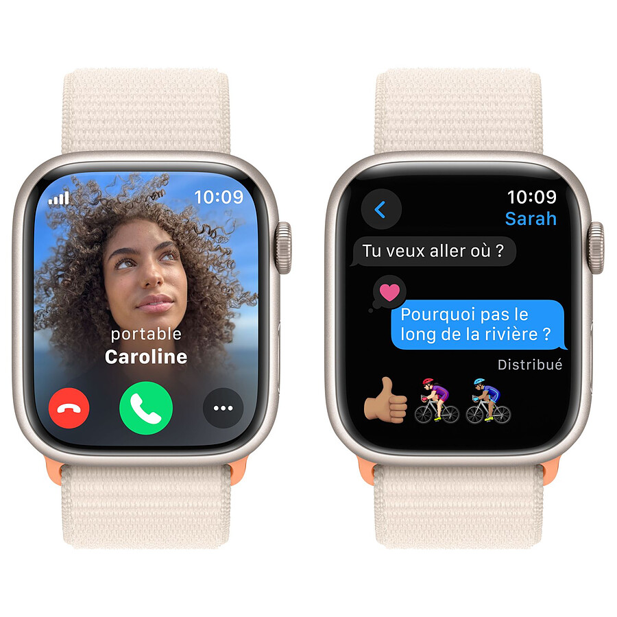 Apple Watch Series 9 GPS + Cellular - Aluminium Lumière Stellaire - Bouclet Sport - 45 mm