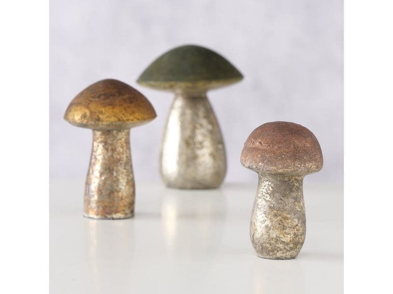 Boltze Aufsteller Pilze Putu 3er Set Dekorative Figur aus Glas