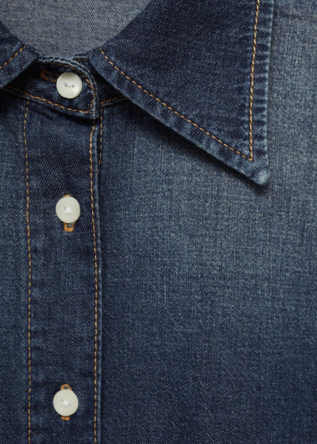 MANGO Oversized denim shirt Open blue