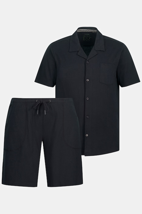 Schlafanzug, Homewear, Oberteil Cuba Kragen, Shorts