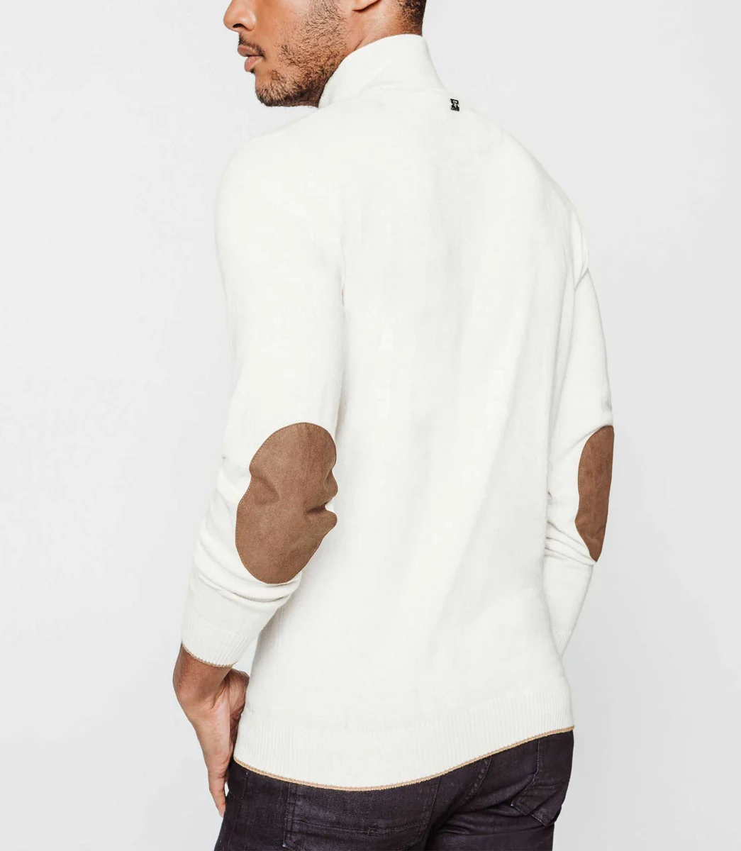 Pull col zippé écru