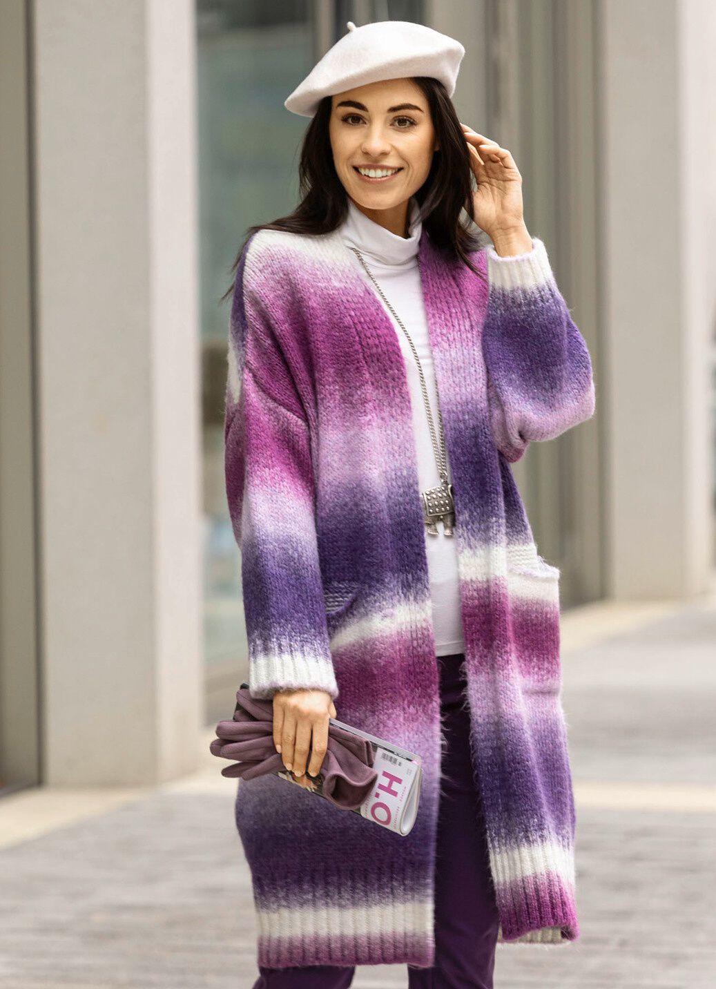 Strickmantel aus flauschigem Effektgarn