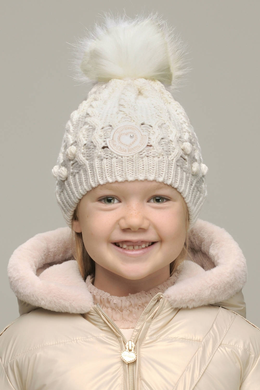 Le Chic gebreide muts met sjaal offwhite