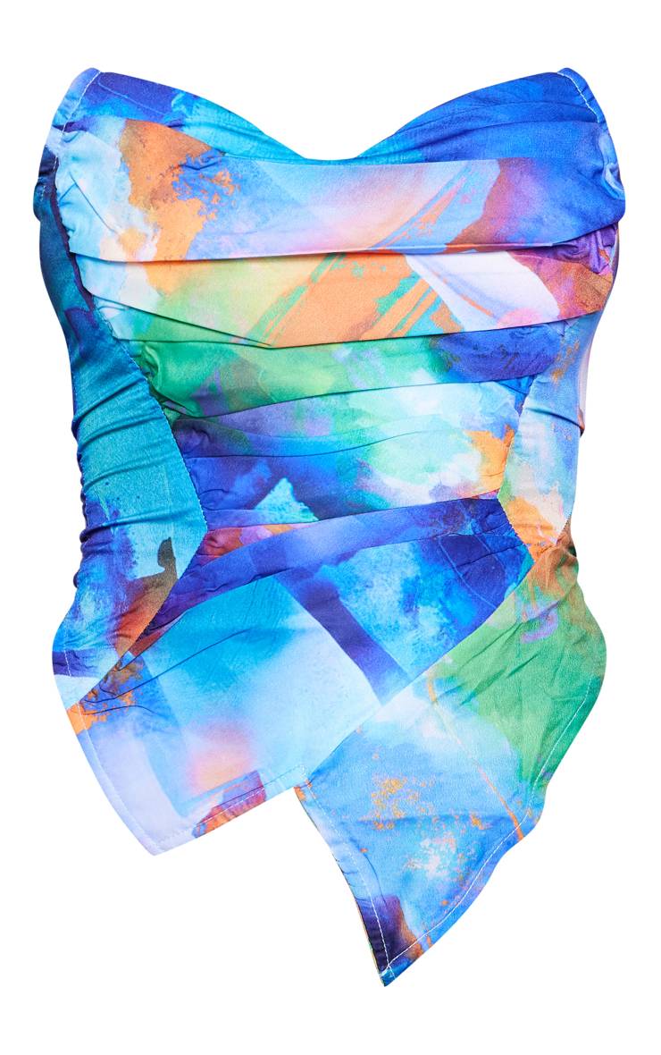 Bleu Corset Tissé À Ourlet Pointu Asymétrique