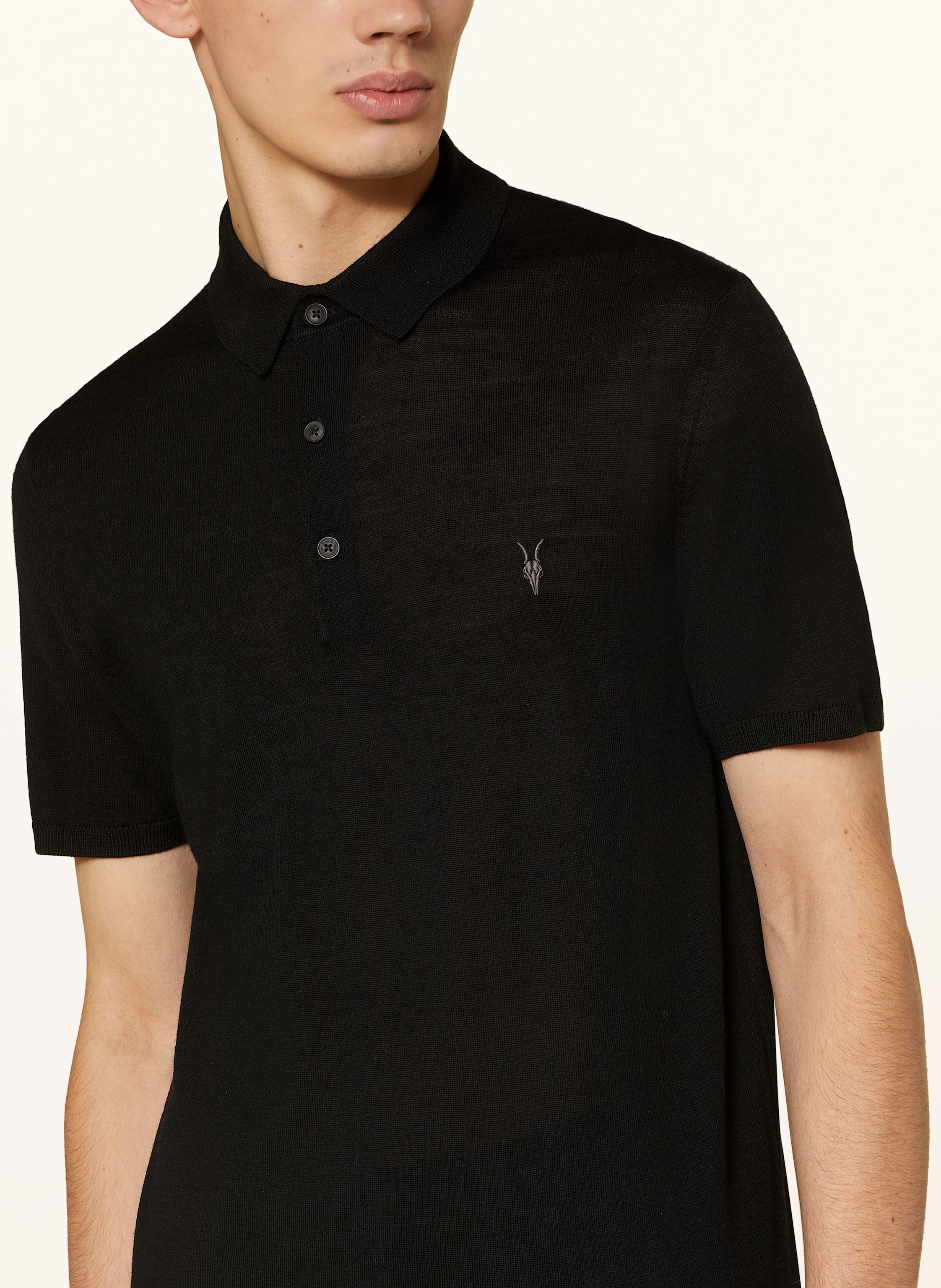 ALLSAINTS Strick-Poloshirt MODE MERINO aus Merinowolle
