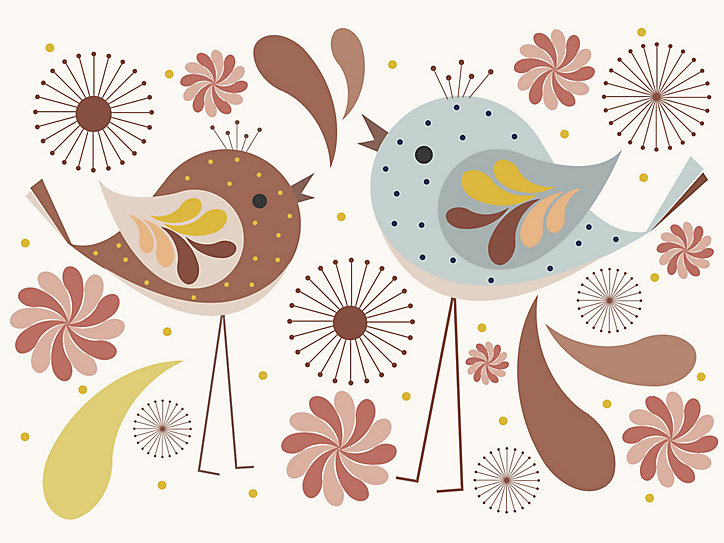 Affiche décorative oiseaux l.30 x H.40 cm