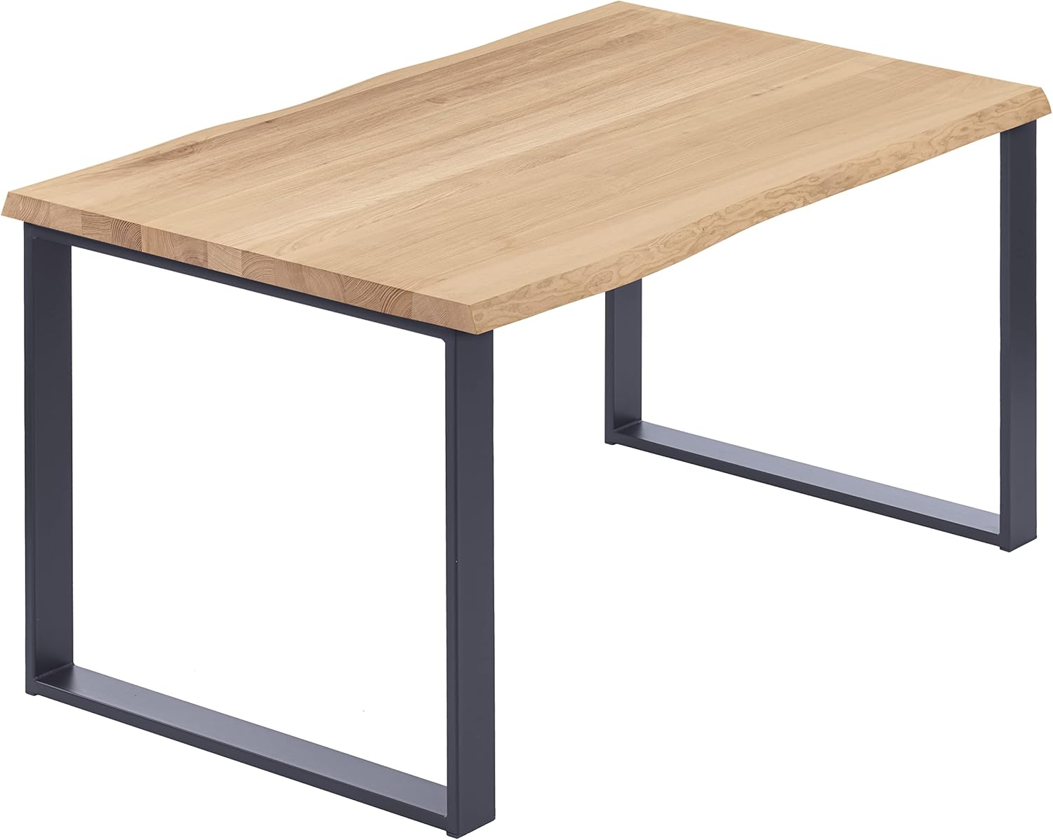 LAMO Manufaktur Esstisch Küchentisch Schreibtisch Couchtisch aus Massivholz, mit Baumkante 100x60x76 cm (AxBxH), Modern, Natur/Anthrazit, LOB-01-A-002-7016M
