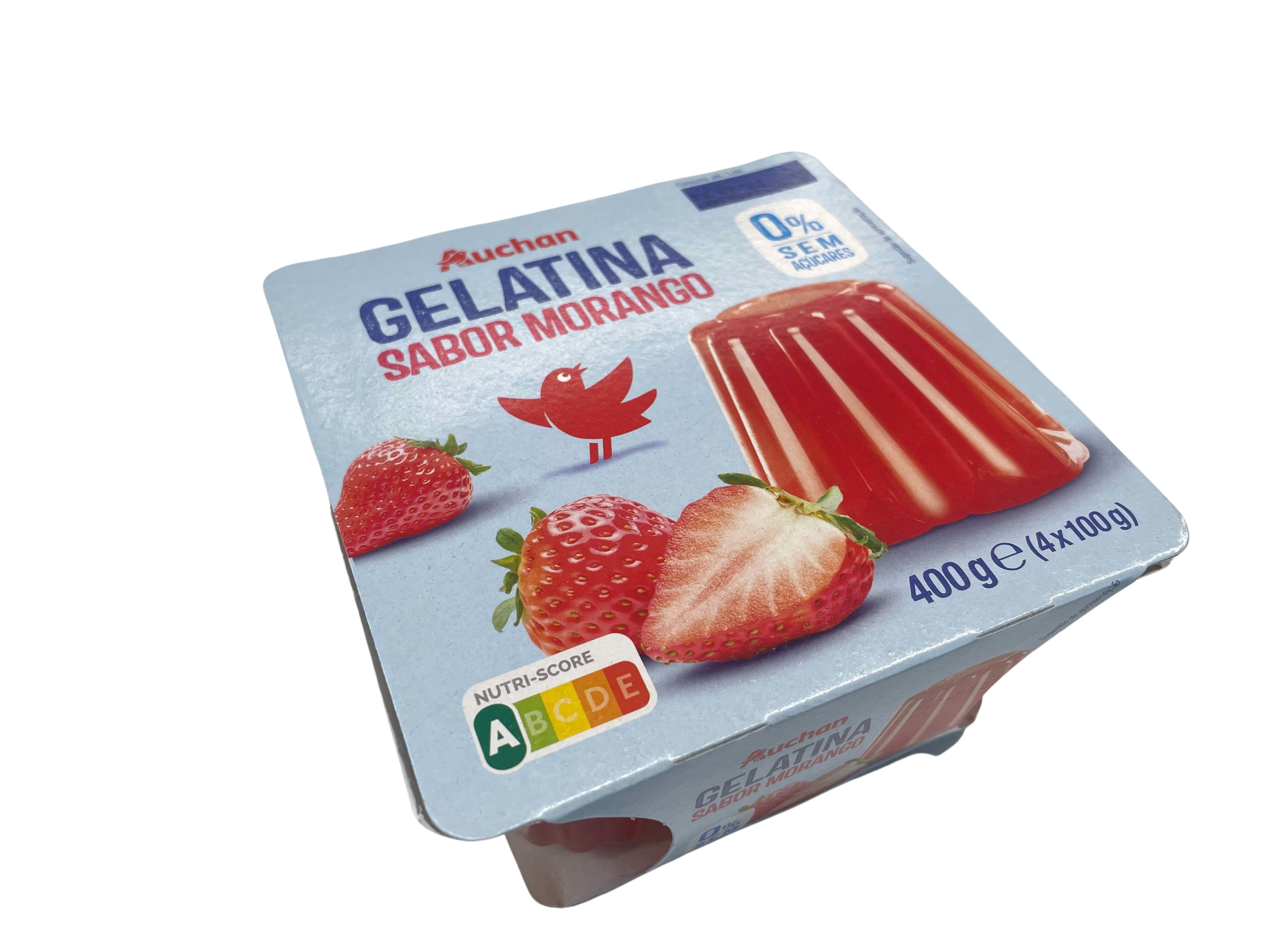GELATINA AUCHAN MORANGO 0% DE AÇÚCAR 4X100G