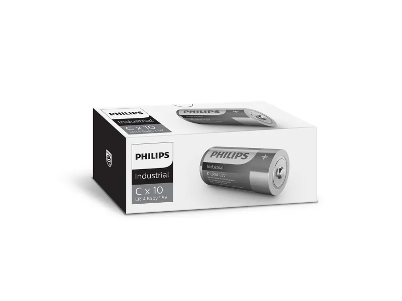 PHILIPS batteri industrial alkaline C 10-pak - 2079239