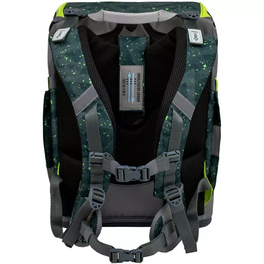 Belmil Schulranzen Smarty Schulranzen Set 6-teilig mit Brustgurt, Hüftgurt Green Splash