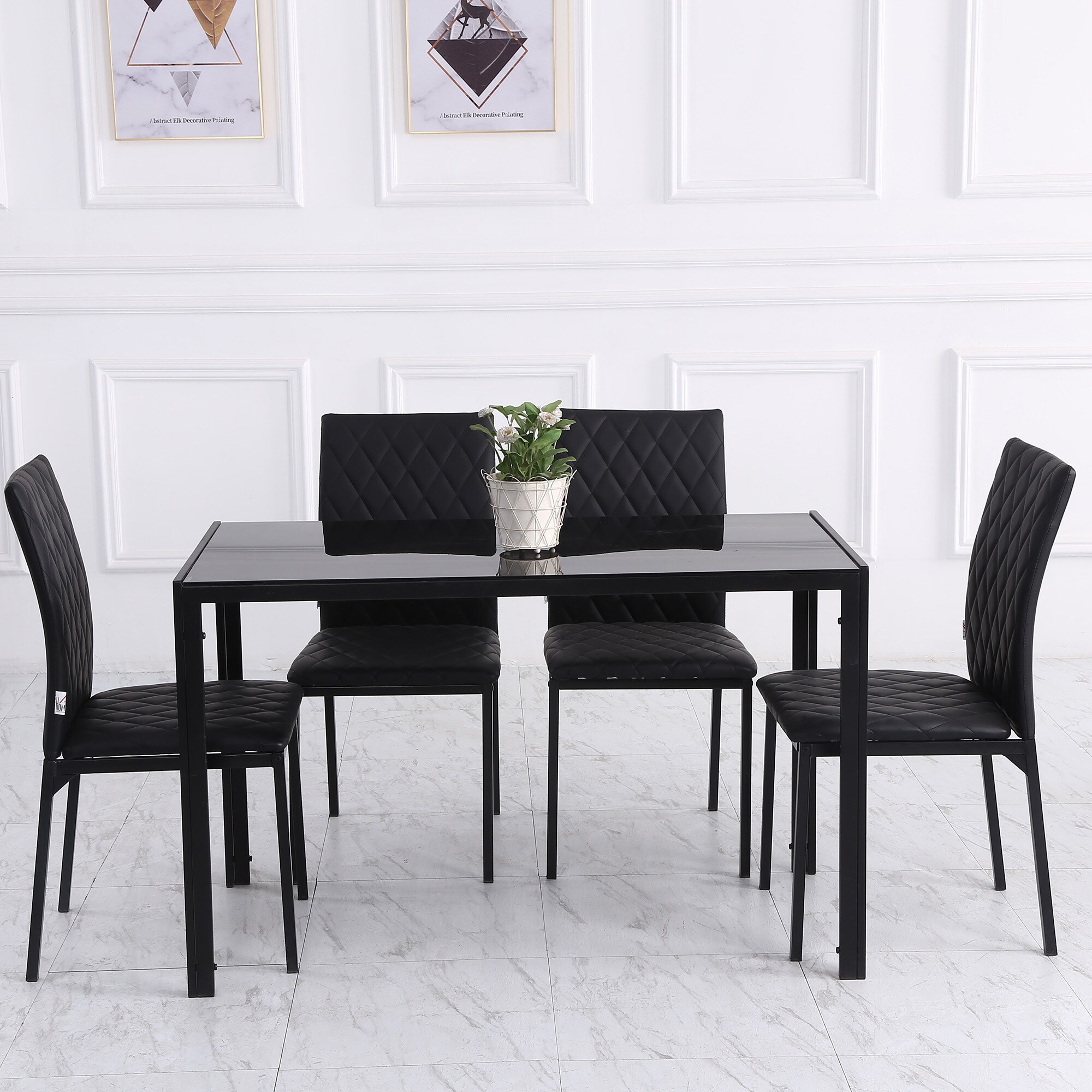 HOMCOM Esszimmerstuhl mit rutschfesten Fußkappen schwarz 41L x 50B x 91H cm