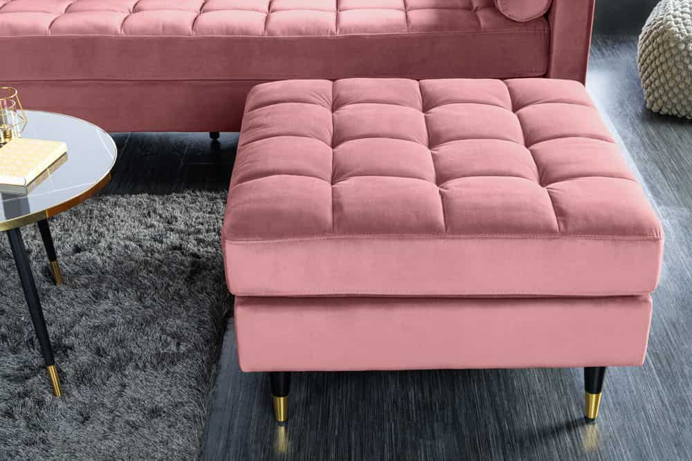 Design Hocker COZY VELVET 80cm altrosa gold Samt Metallfüße