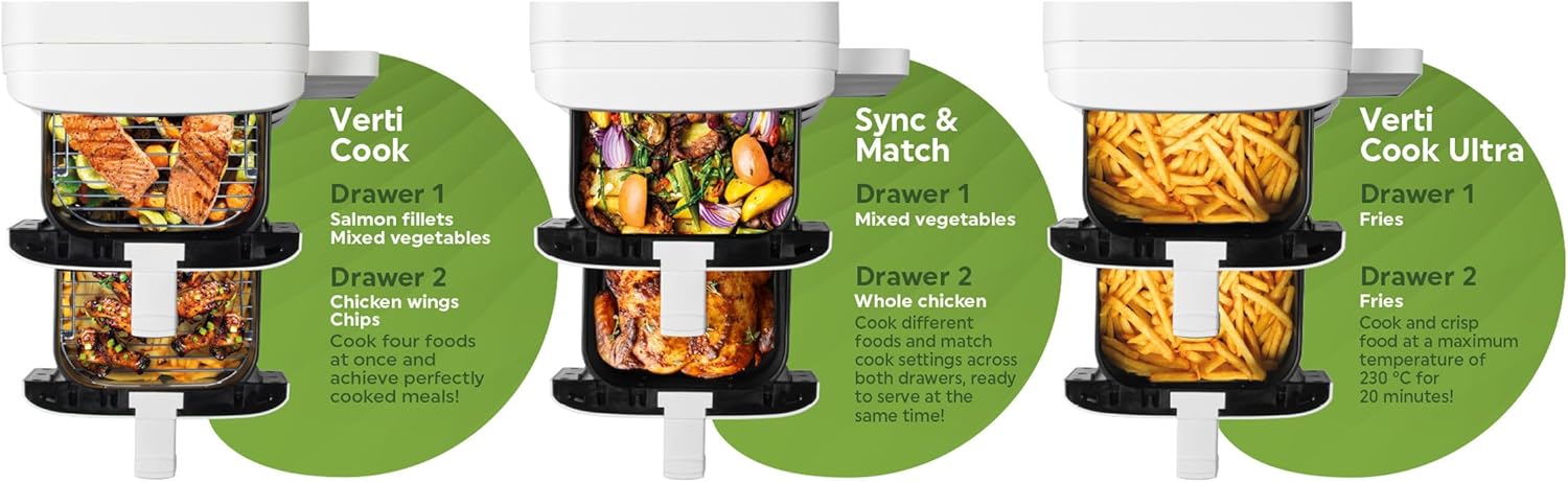 Salter VertiCook Ultra Stackable Air Fryer - UK PLUGGED Vertical 9 L Digital, White