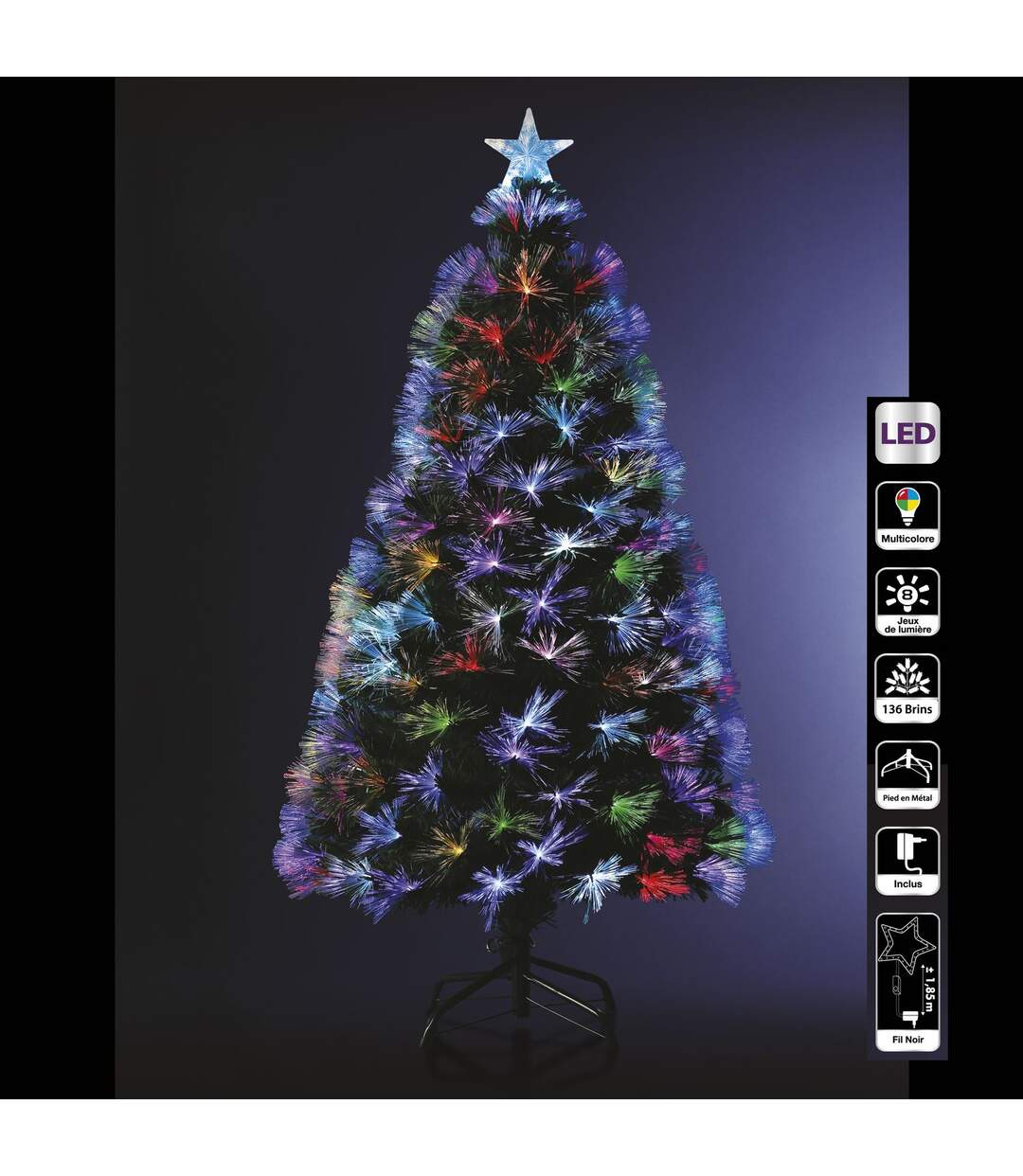 Sapin de Noël artificiel à LED multicolores Bouquet - H. 120 cm - Vert