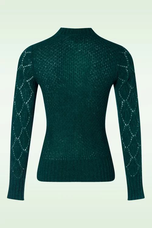 King Louie Jeannie Yoke Farfalle sweater in dennengroen
