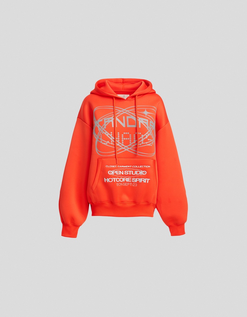 Moletom com capuz Generation Bershka com estampa técnica