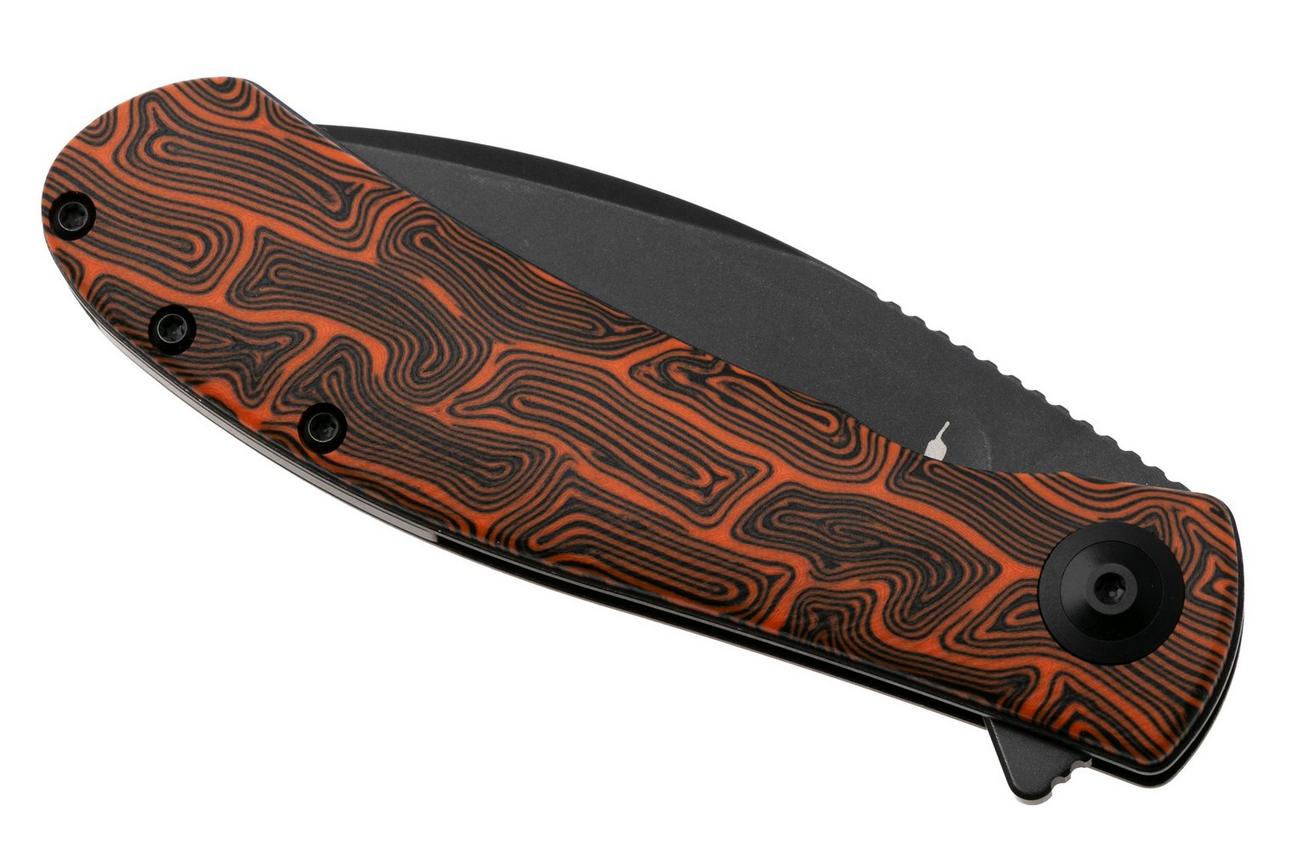 Trollsky Knives Mandu EVO MTE012 Blackwashed 14C28N, Orange Turtle G10, zakmes, Michael Trollsky design