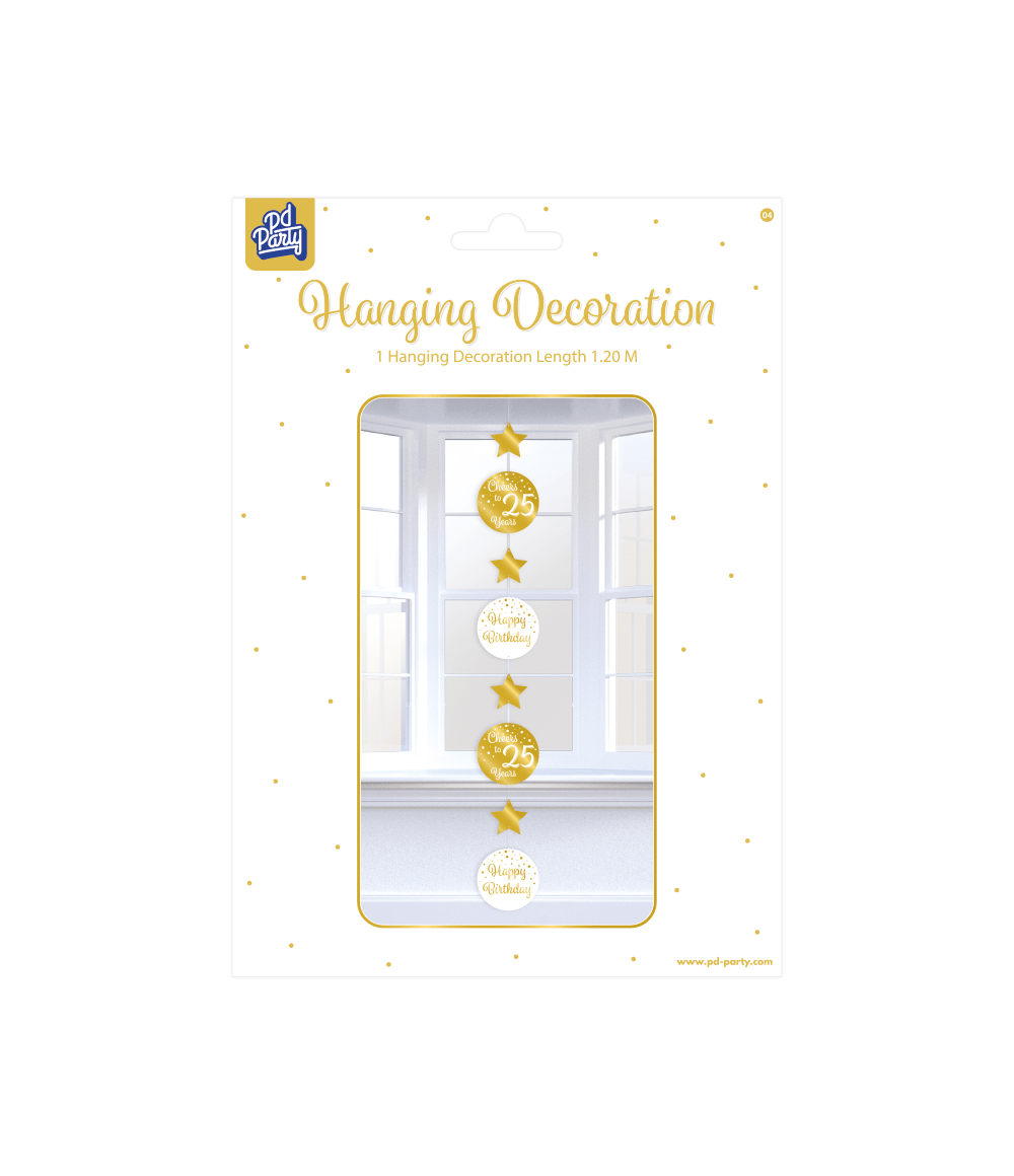 Hangdecoratie 25 Jaar Goud Wit 20,5cm