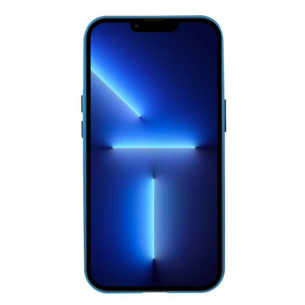 iPhone 13 Pro Magnetische Alu Schutzhülle mit Panzer Glas Backcover   Displayschutz (Magnet-Technologie) - Blau