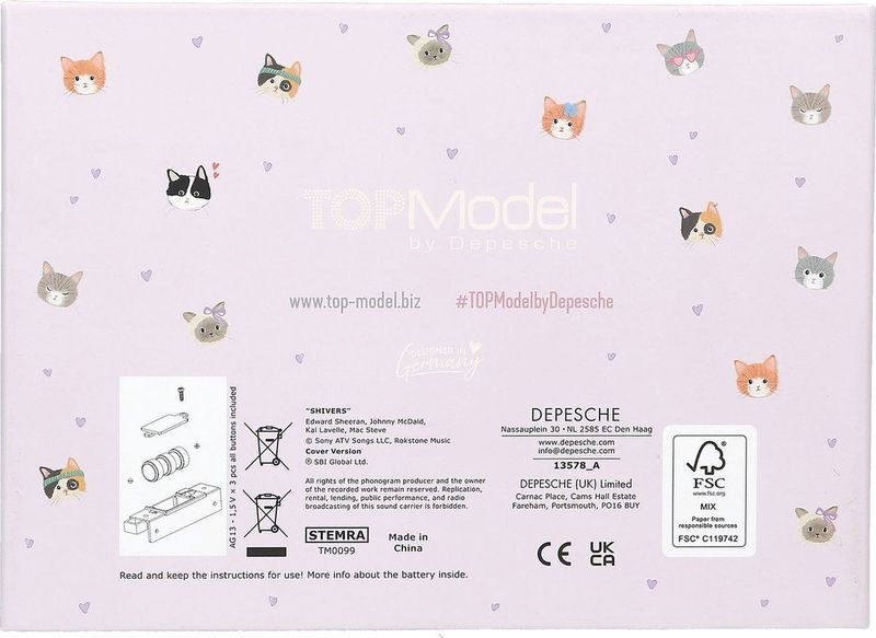 Depesche - TOPModel Cat Love - Sieradendoos - Paars - Met Spiegel en Geluid