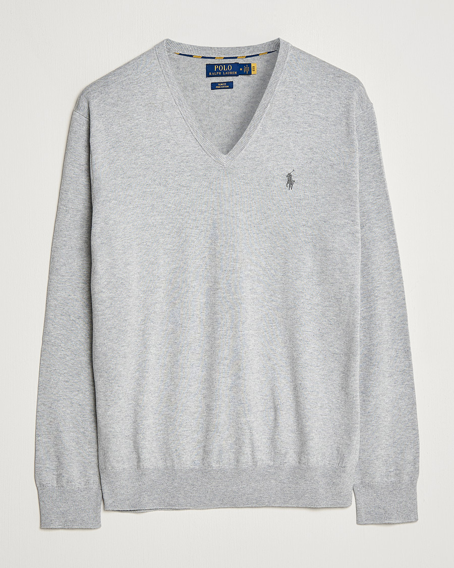 Polo Ralph Lauren Pima Cotton V-neck Pullover Andover Heather