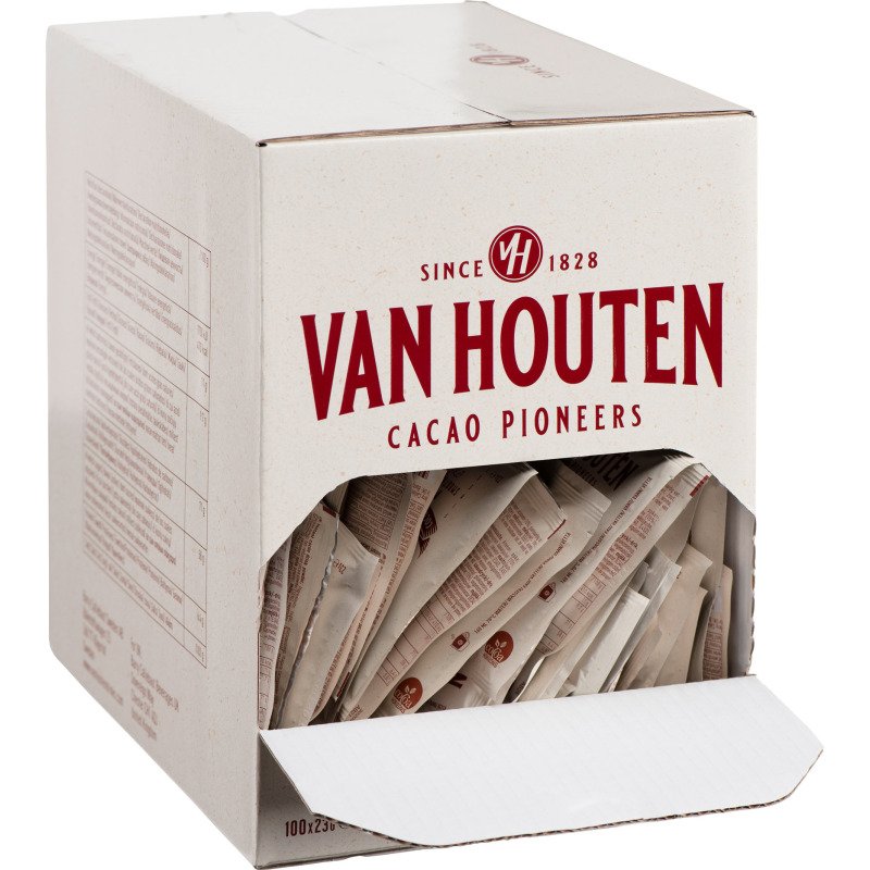 Sachets de chocolat en poudre Van Houten - Boîte de 100