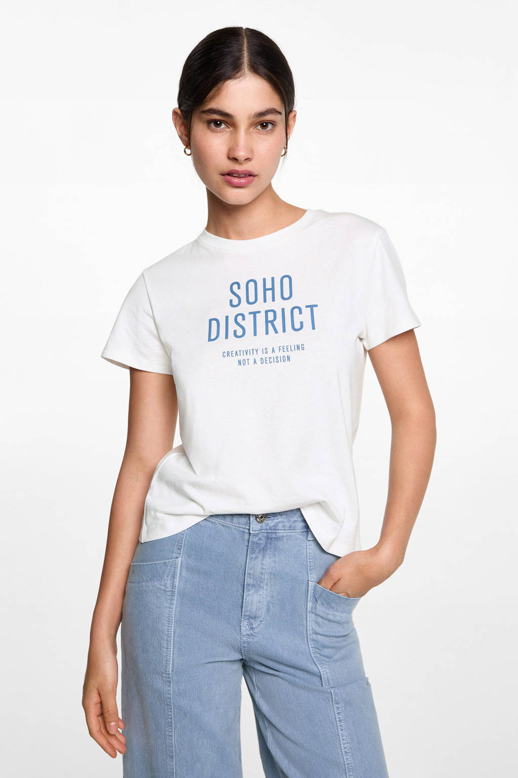 MANGO TEEN T-shirt met tekst naturel wit