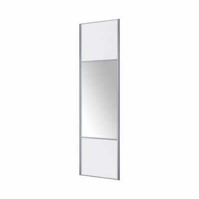 Porte de placard coulissante miroir décor blanc 