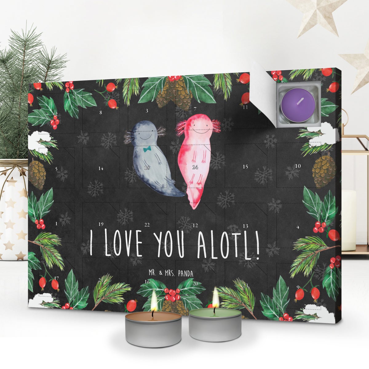 Mr. & Mrs. Panda Geurkaars Adventskalender Axolotl Love - Zwart