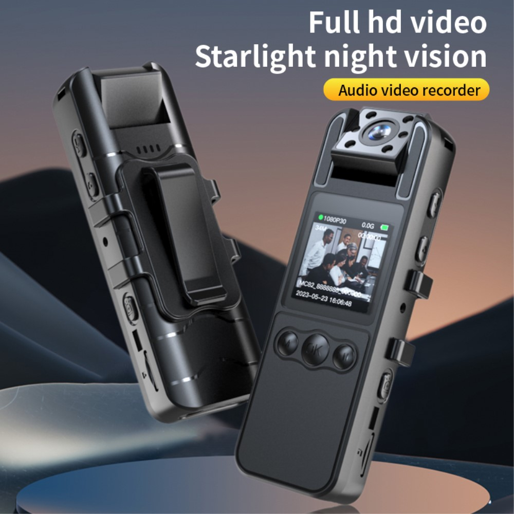 Mini FullHD 1080p Kamera Bodycam mit Sprachaufzeichnung / Nachtsicht / MicroSD Slot / 180° Blickwinkel und Clip-Halter - Schwarz