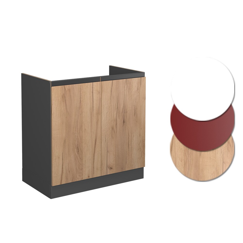 Vicco Spülenunterschrank Küchenschrank Küchenmöbel R-Line J-Shape Anthrazit Eiche 80 cm modern