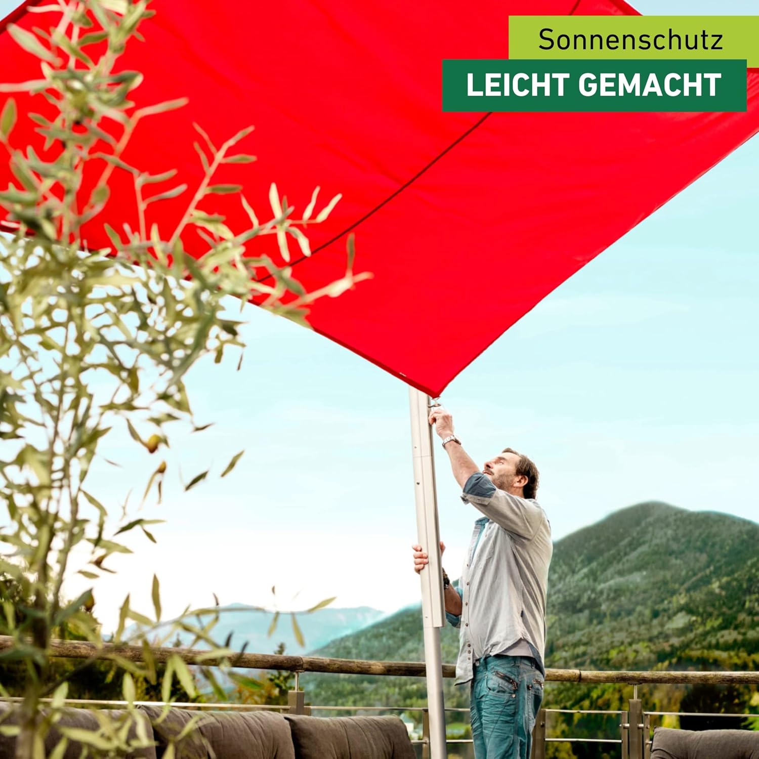 Windhager Sonnensegelmast Premium, Mast höhenverstellbar, Sonnensegelpfosten, Stahlmast, Aufstellstange für Sonnensegel, rostfrei, Masthöhe max. 242,5 cm, 10703, silber
