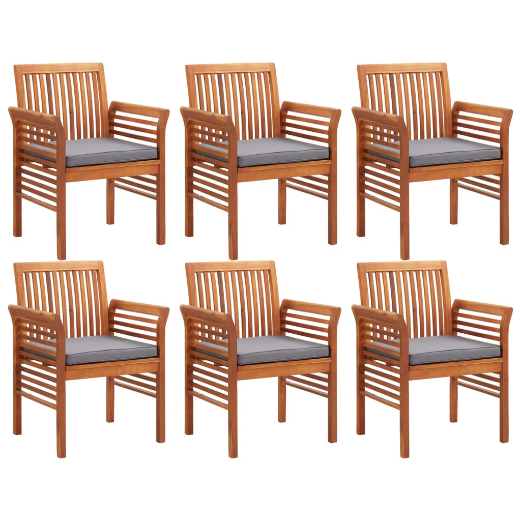 Mobilier à dîner d'extérieur 7 pièces et coussins acacia solide