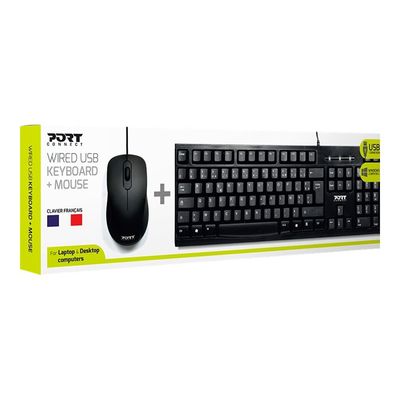 PORT Connect - ensemble clavier et souris filaire - Azerty