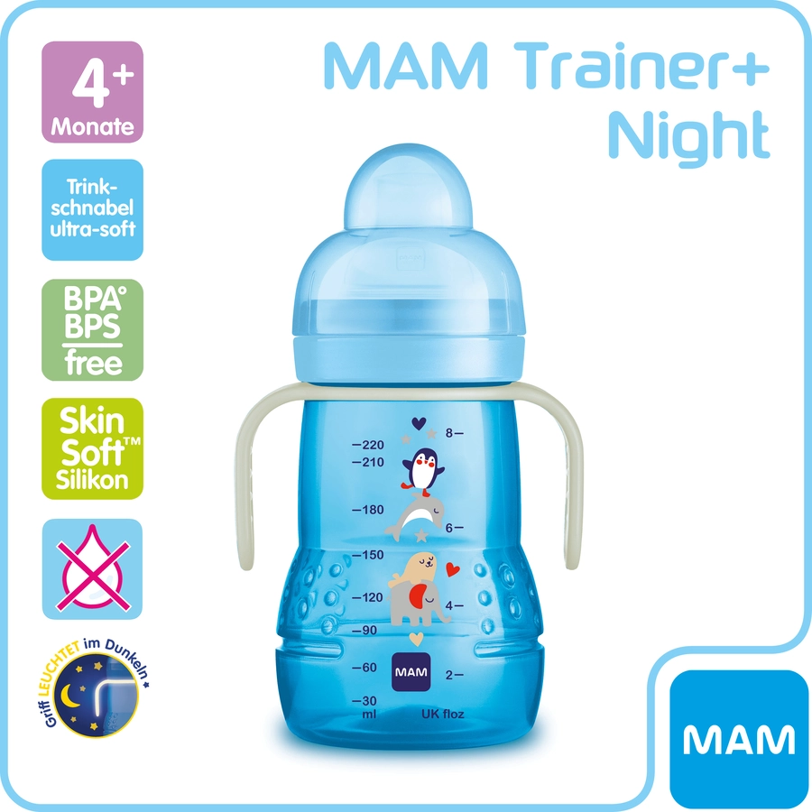 MAM Trinklernflasche Trainer+Night,, 220 ml, Elefant