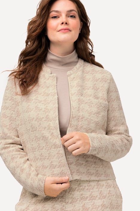 Bouclé-Jacke, Oversized, Stehkragen, Biobaumwolle