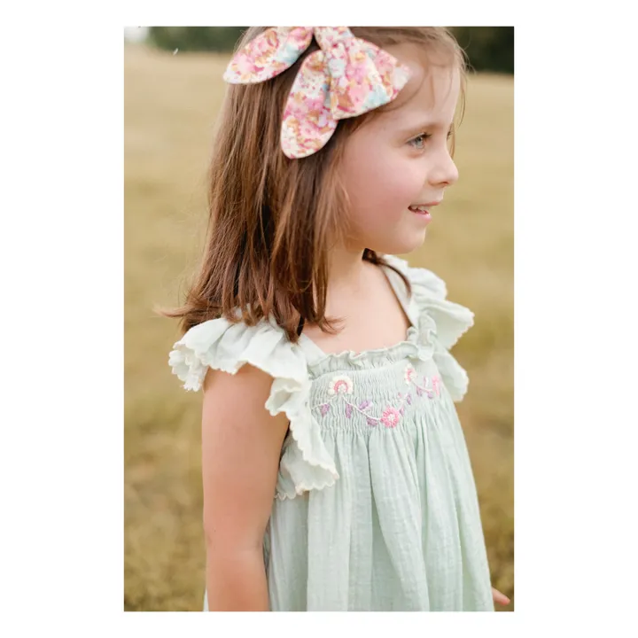 Louise Misha Robe Mystralia Brodée | Vert amande