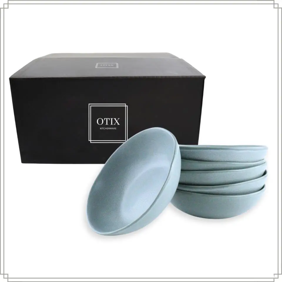 OTIX Soepkommen Zonder Oor Set van 6 Schaaltjes 600ml Blauw Aardewerk OAK