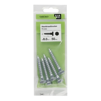 KARWEI houtdraadbout M8x50 mm 5 stuks