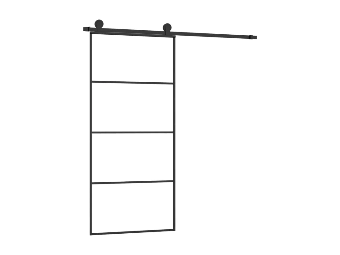 Porte coulissante avec kit de quincaillerie 90x205 cm Verre ESG