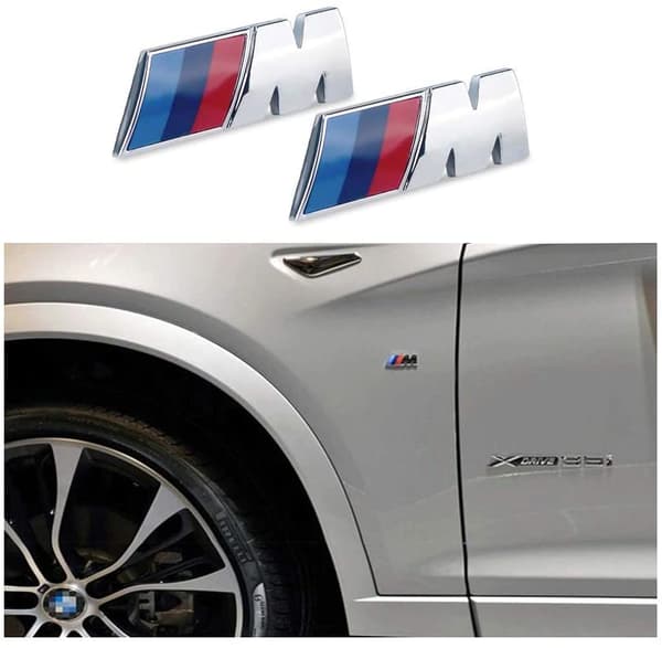 Chrome Emblem BMW M Sport x2 Sticker Side Wing Fender Badge 45x15mm (Pair) E46 E60 E92 E90 X1 X2 X3 X4 X5 X6