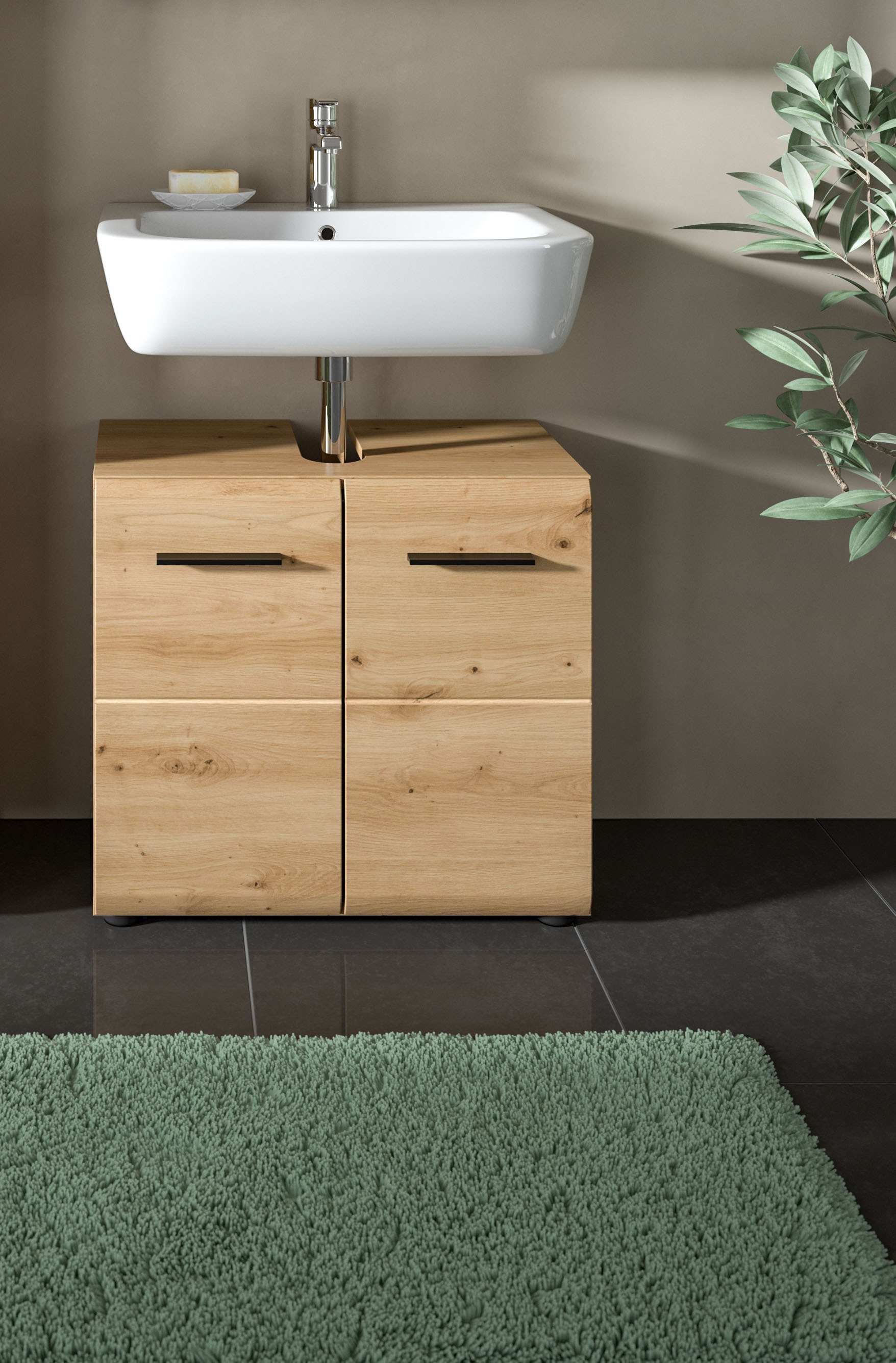 INOSIGN Waschbeckenunterschrank »FLORENZ, TOPSELLER!, Breite 60cm, 1 Einlegeboden, 2 Fächer« TOPSELLER!, 1 Stk. tlg. mit Siphonausschnitt, Badmöbel, Badschrank, Schrank, Kommode, Bad