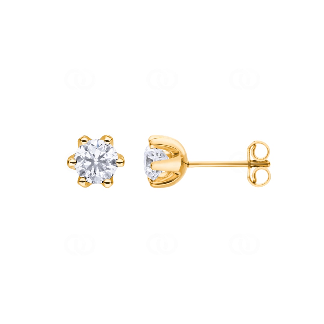 1.40 Karat Solitär GIA-Diamantohrstecker 750/18 K Gelbgold in 6-Griff