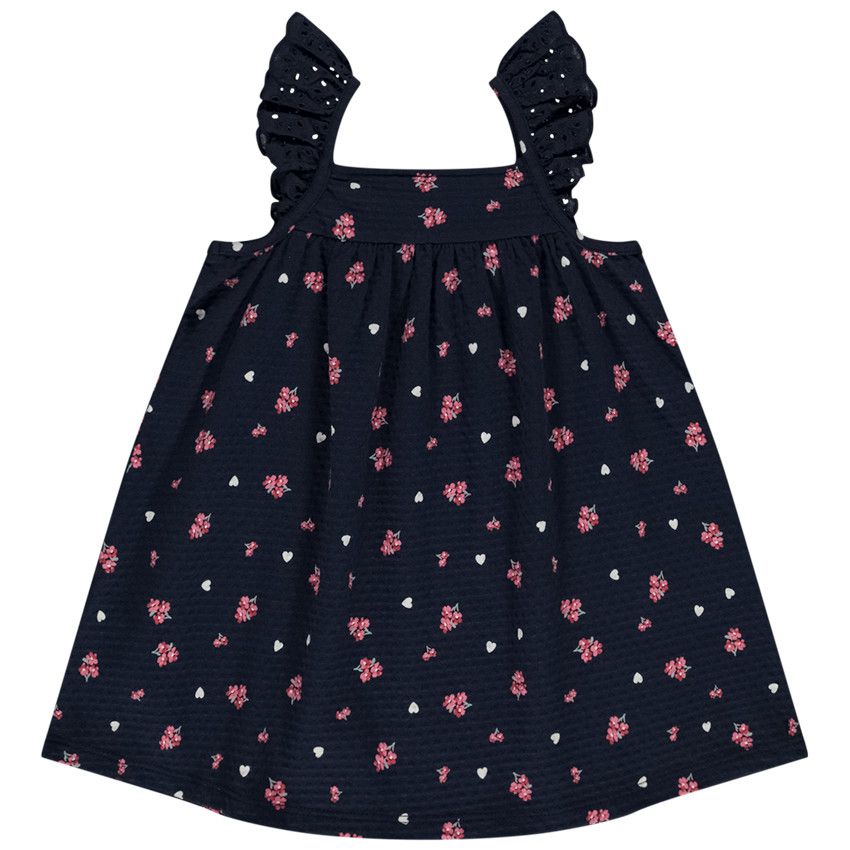 Tunique en jersey cloqué imprimé fantaisie pour bébé fille - Bleu marine