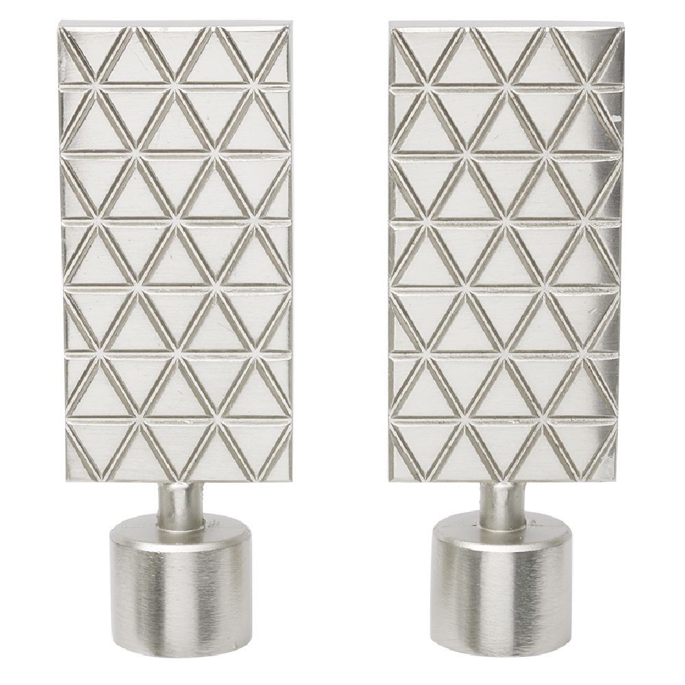Embout tringle à rideau Ø20mm gravure géométrique aluminium brossé x2