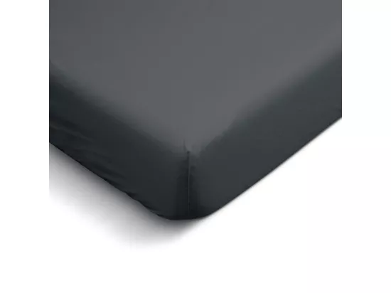 Drap housse uni 100% Percale de coton - Anthracite - 90x190cm