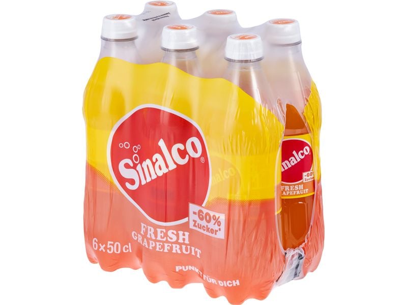 Sinalco Soft-Drinks Fresh Grapefruit 6 x 0.5 l Kalorienarmes Erfrischungsgetränk mit 6% Fruchtsäften