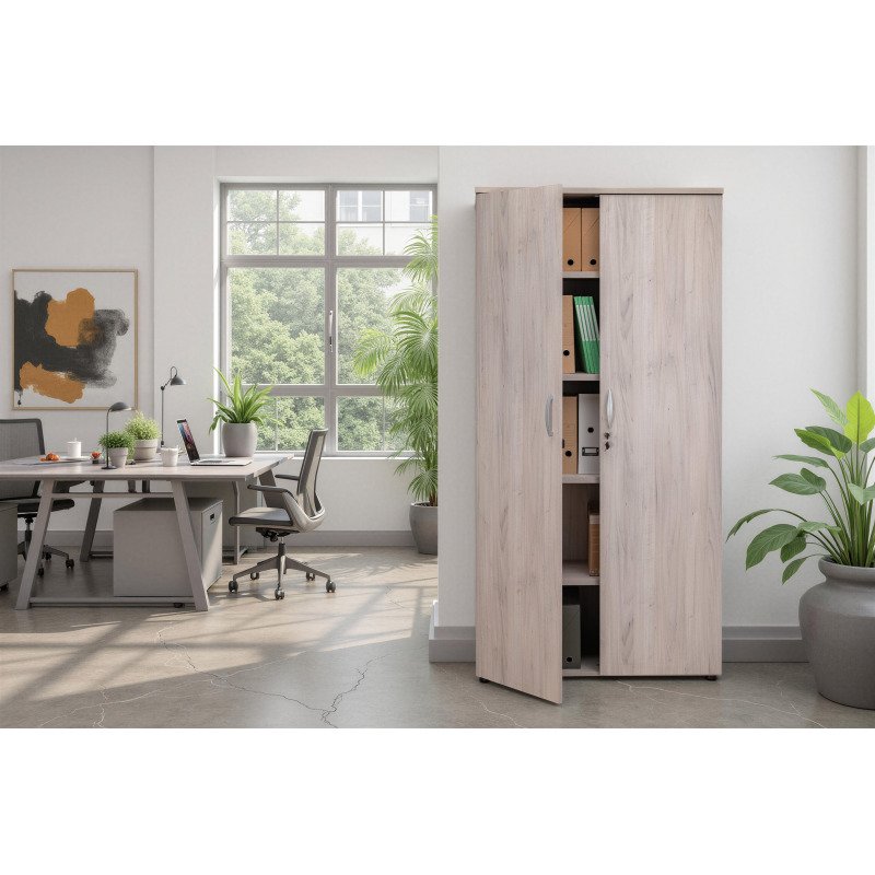 Armoire haute bois portes battantes H 200 x L 100 cm Excellens