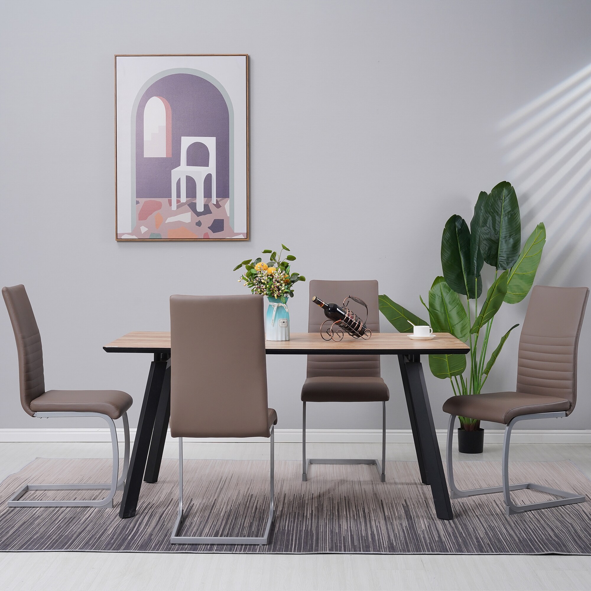 Albatros Freischwinger Stühle 4er Set MURANO, Beige - Esszimmerstuhl Schwingstuhl mit modernem Design, Kunstleder-Bezug, dicke Polsterung, Küchenstuhl, Polsterstuhl, Stuhl Esszimmer Esstisch